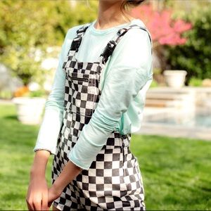 Forever 21 Black and White Checkered Overalls